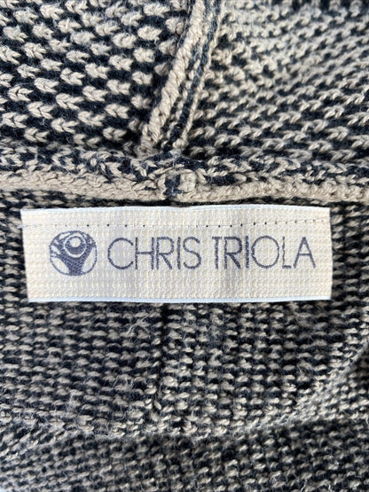 Chris Triola Suéter tipo cárdigan abierto de algodón marrón/negro para mujer - M