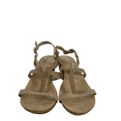 Anne Klein Women's Beige iflex Rhinestone Slingback Sandals - 9M