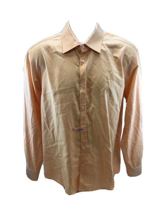 Bachrach - Camisa de vestir ajustada para hombre, color naranja, sin planchado, talla 16 (34/35)