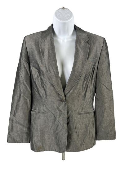 Ann Taylor Women's Gray Wool Blend One Button Blazer Jacket - 6 Petite