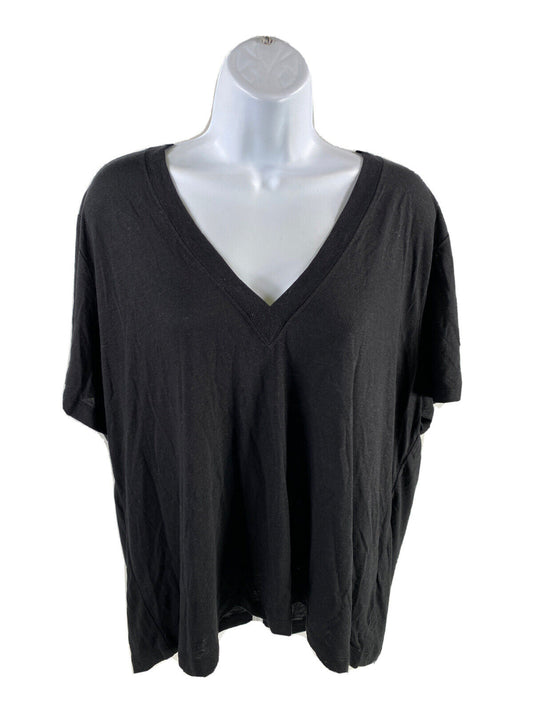 NEW Express Women's Black Short Sleeve V-Neck Crop T-Shirt - XL