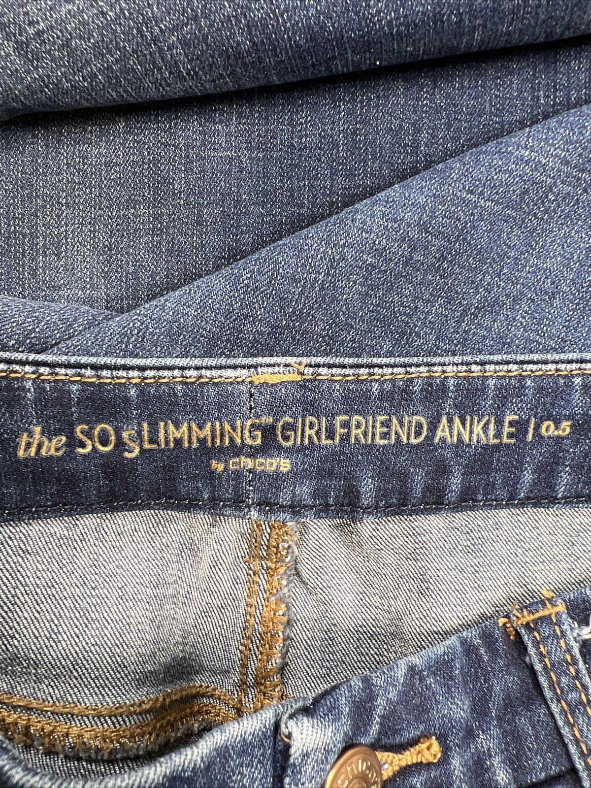 Chico's Jeans tobilleros para novia adelgazantes con lavado oscuro para mujer - 0.5/US 6