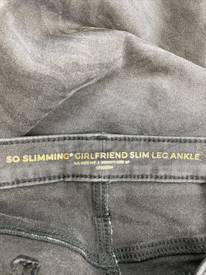 Chico's Women's Gray Girlfriend Slim Leg Ankle Jeans - Petite 2/US 14p