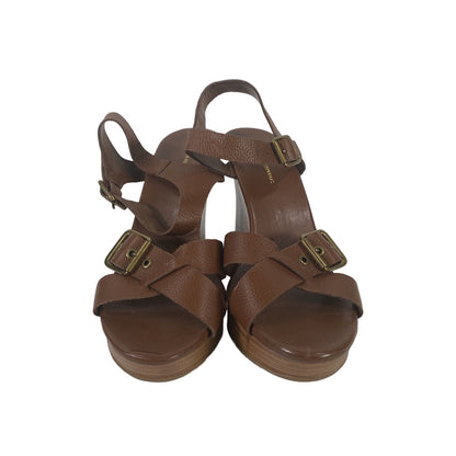 Banana Republic Women's Brown Leather Slingback Wedge Sandals - 9