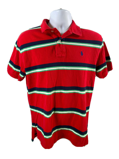 Polo by Ralph Lauren Men's Red Striped Short Sleeve Polo - M