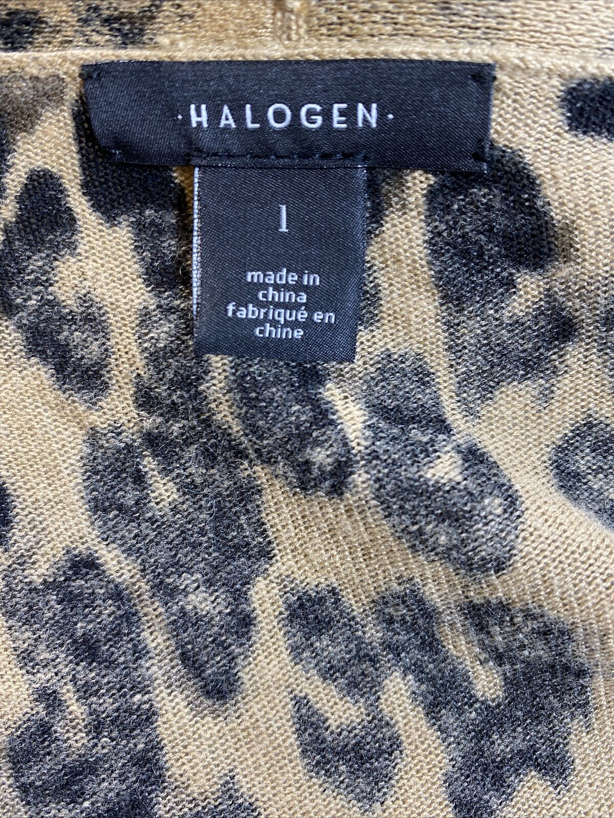 Halogen Suéter tipo cárdigan abierto largo con estampado animal marrón/negro para mujer - 1