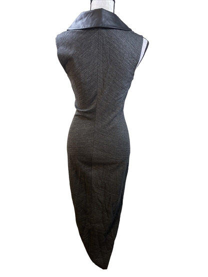 NEW Tt Collection Women's Charcoal Gray Kadie Leather Trim Dress - S