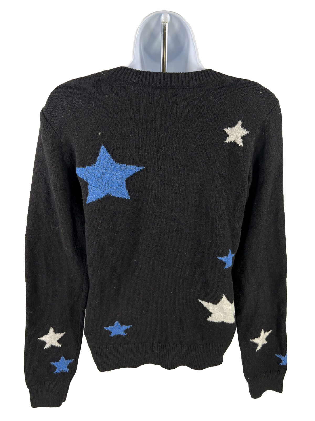 Lucky Brand Suéter de punto con estampado de estrellas negras para mujer - XS