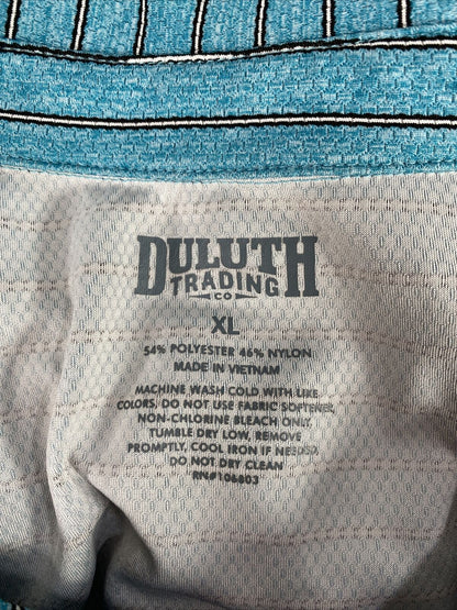 Duluth Trading Co Polo de poliéster y nailon a rayas azules para hombre - XL