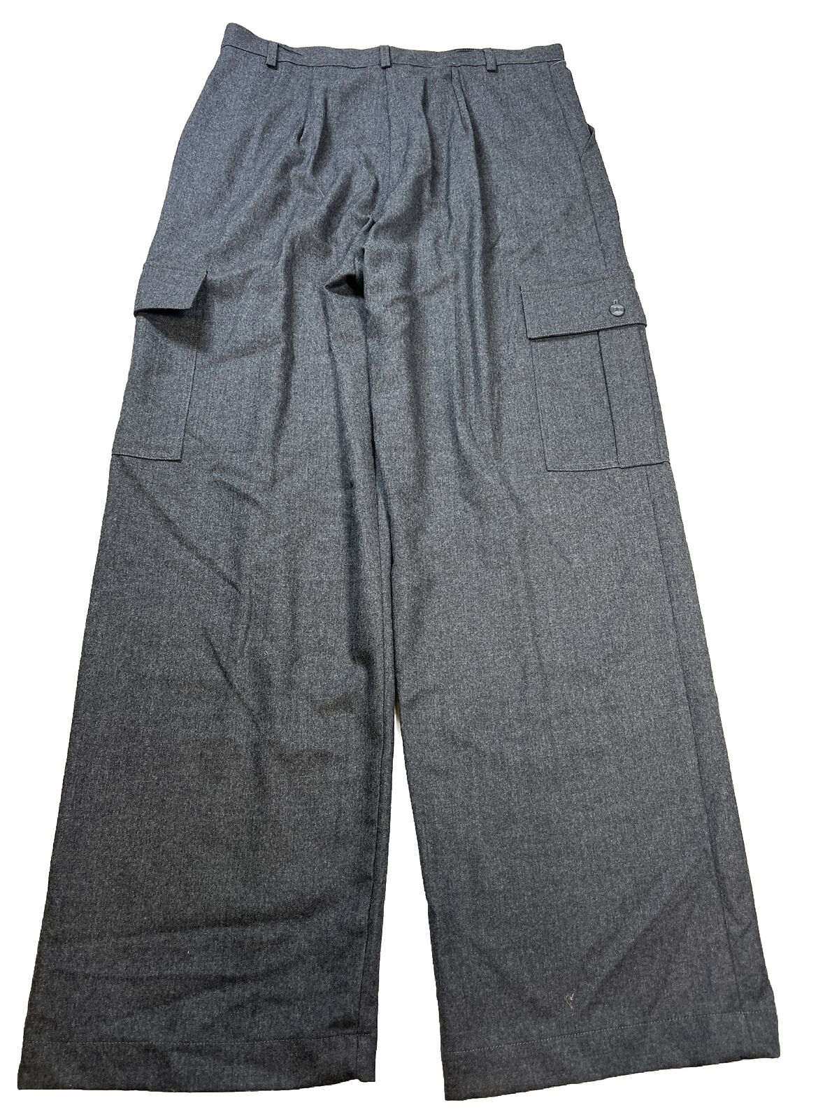 NUEVO Pantalón de vestir tipo cargo de lana gris de Bloomingdales para mujer - 14