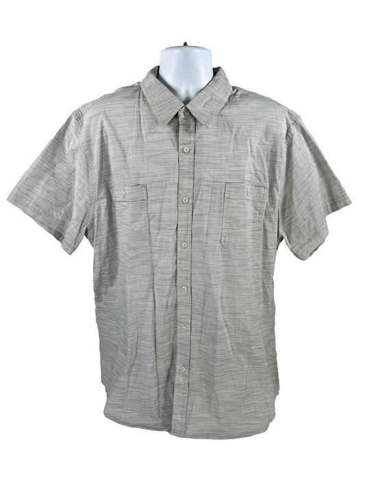 NEW Lee Men's Gray Striped Short Sleeve Button Up Shirt - XXL