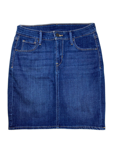 Levi's Women's Dark Wash Blue Denim Stretch Jean Straight Skirt - 26 in