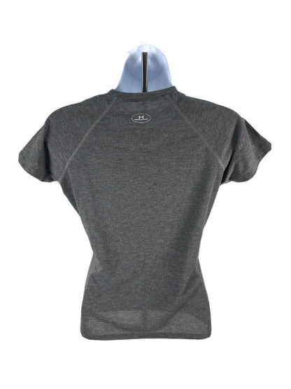 Under Armour - Camiseta de manga corta con cuello en V para mujer, color gris, talla XS