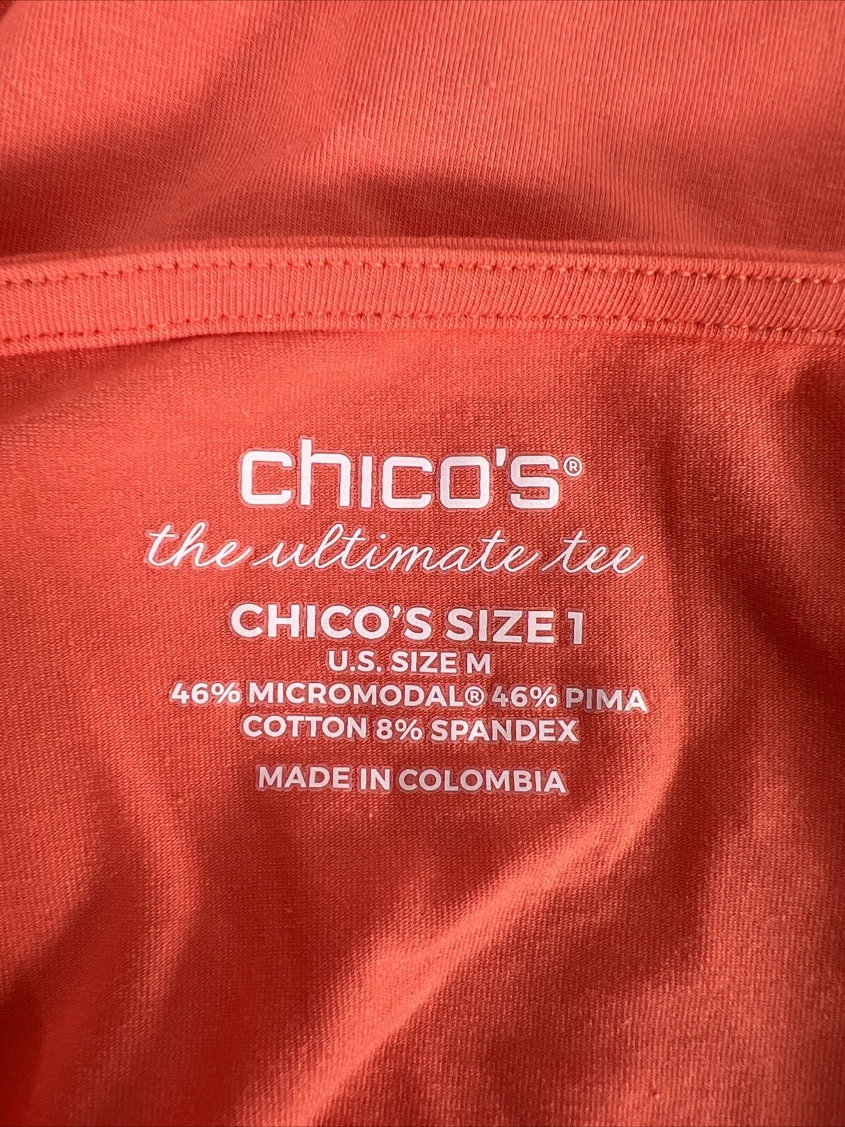 Chico's Camiseta naranja de manga 3/4 con cuello en V para mujer - 1/M