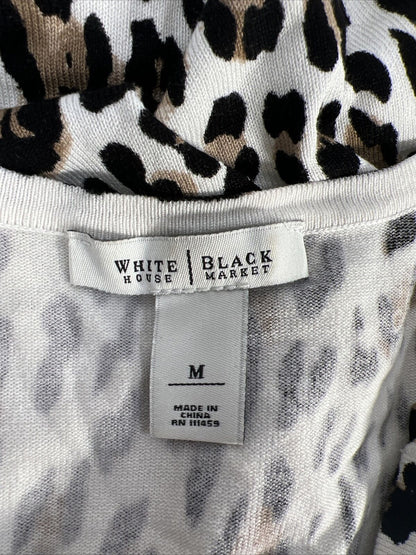 White House Black Market Cárdigan con estampado animal blanco/negro para mujer - M