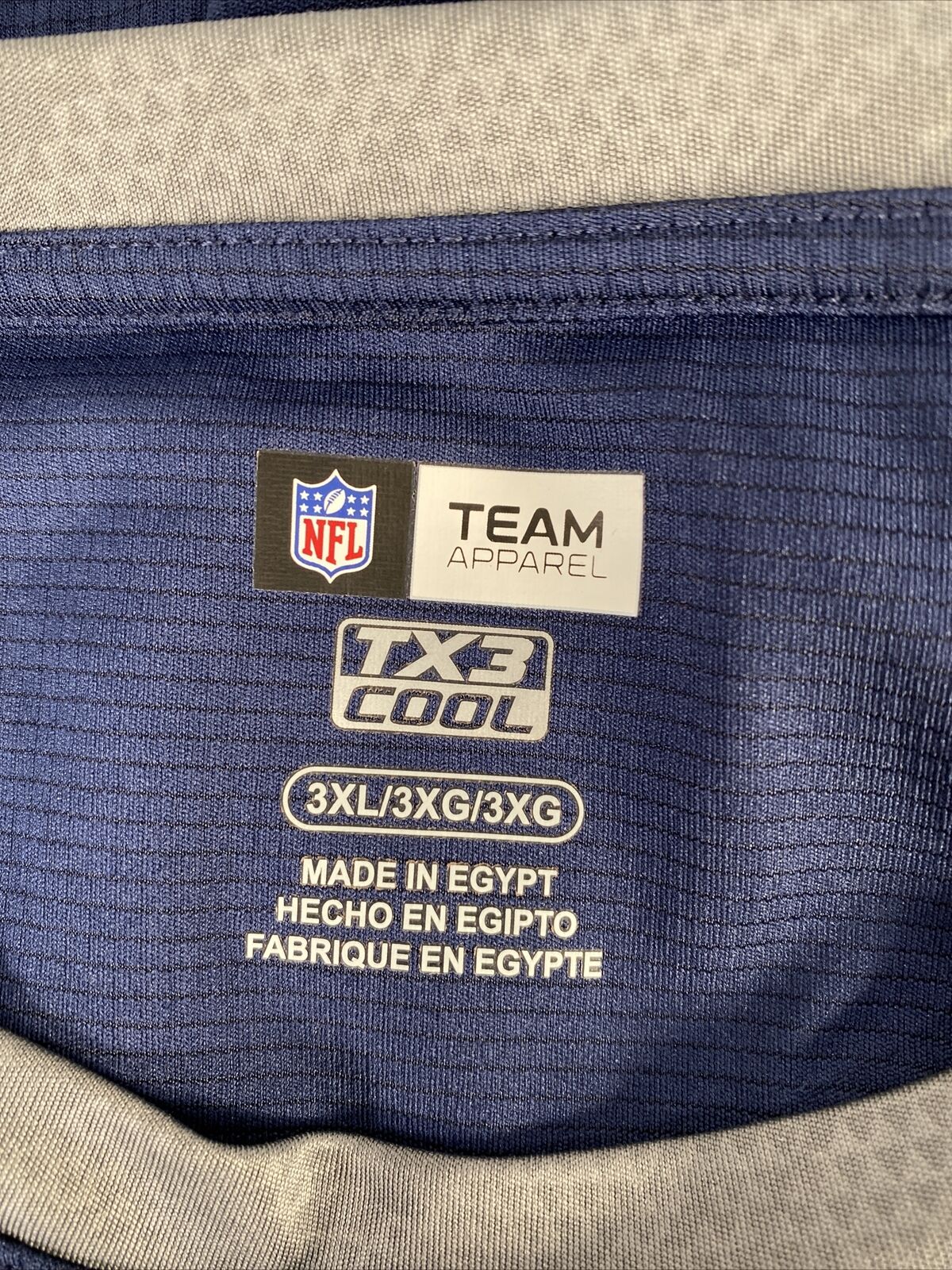Camiseta de poliéster de manga corta de los Patriots azules del equipo de la NFL para hombre - 3XL