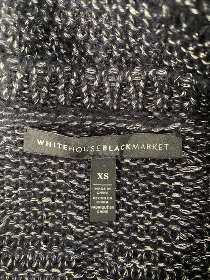 White House Black Market Women's Blue Metallic Pullover Sweater - XS