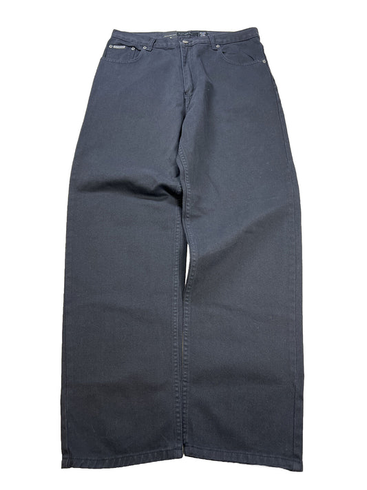 Calvin Klein Men's Black Denim Easy Fit Tapered Leg Jeans - 34x30