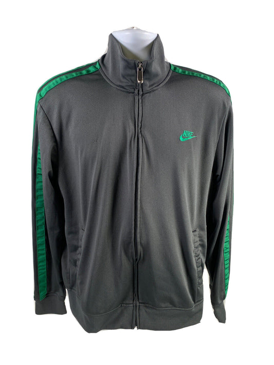 Nike Chaqueta deportiva de calentamiento con ventilación de malla y cremallera completa en verde y gris para hombre - L