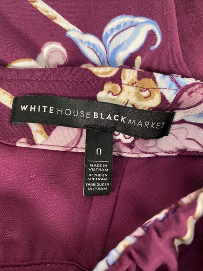 White House Black Market Women's Purple Off Shoulder Blouse Top Sz 0