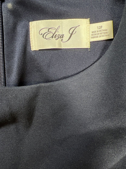 Eliza J Women's Navy Blue Stretch Shift Dress - Petite 12P