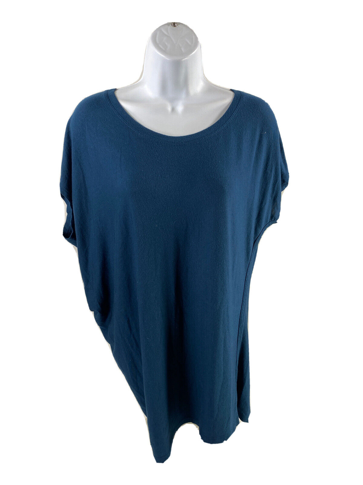 Athleta Women's Blue Asymmetrical Short Sleeve T-Shirt - M