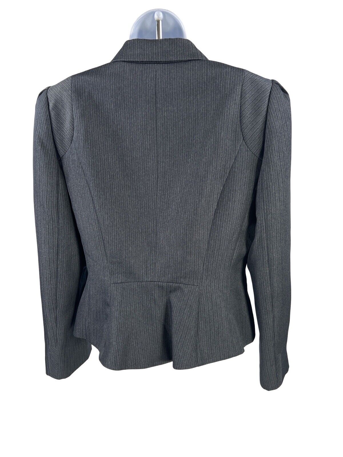 Tahari Women's Charcoal Gray Pinstripe Snap Button Blazer - Petite 10P