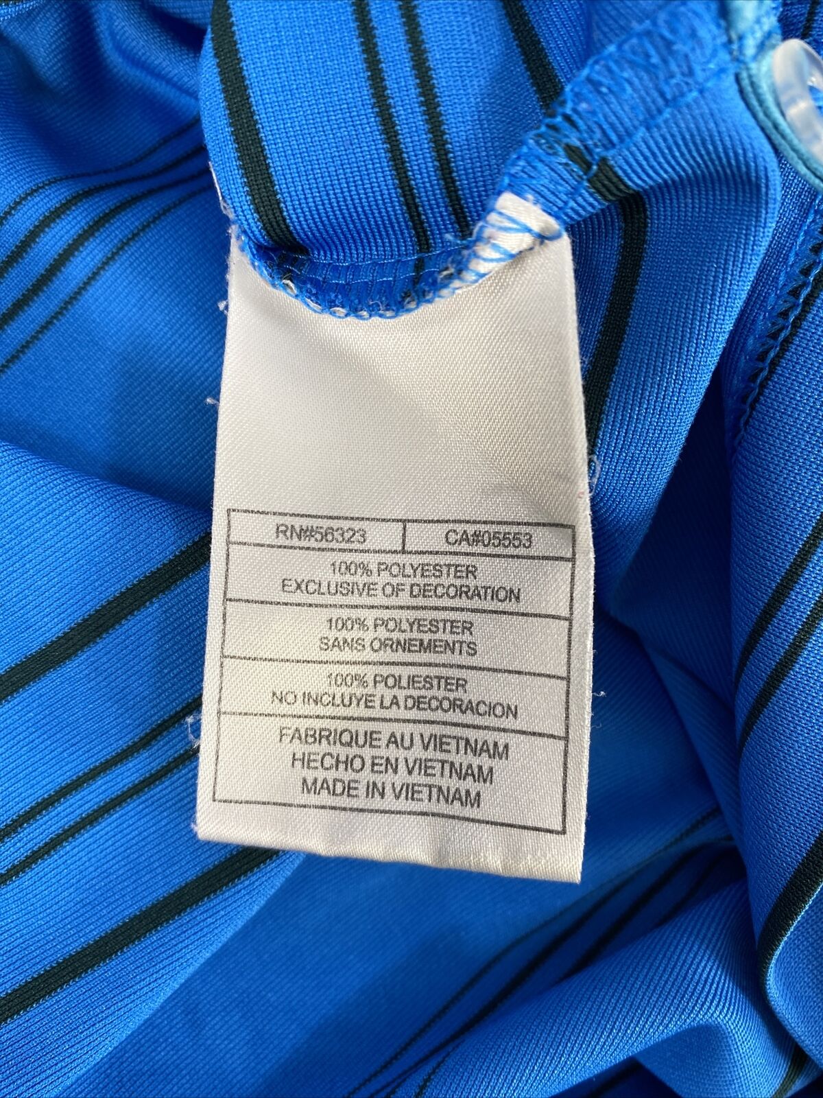 Nike Men's Blue Striped Short Sleeve FitDry Polyester Golf Polo Shirt - L