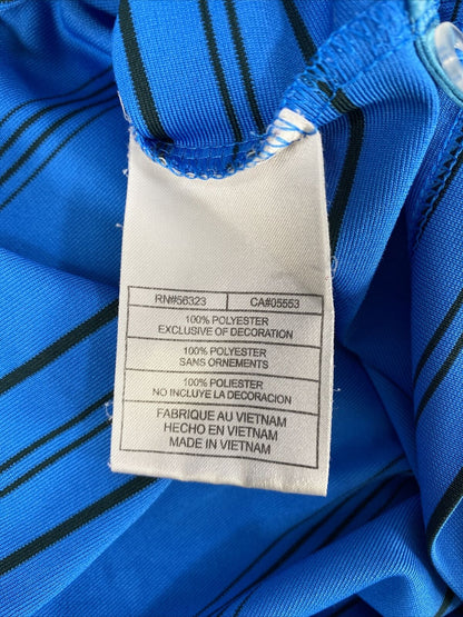 Nike Polo de golf de poliéster FitDry de manga corta a rayas azules para hombre - L