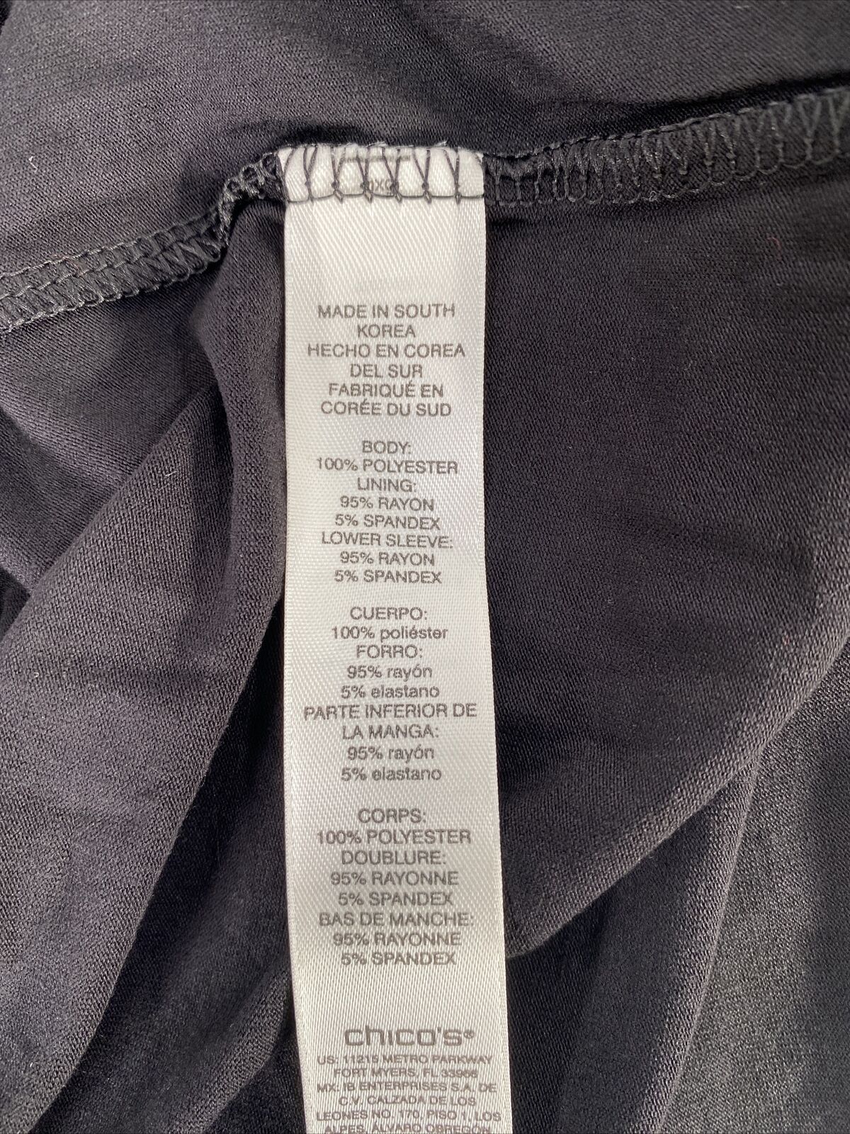 Chico's Blusa transparente con forro de manga 3/4 y rayas negras para mujer - 3/US XL