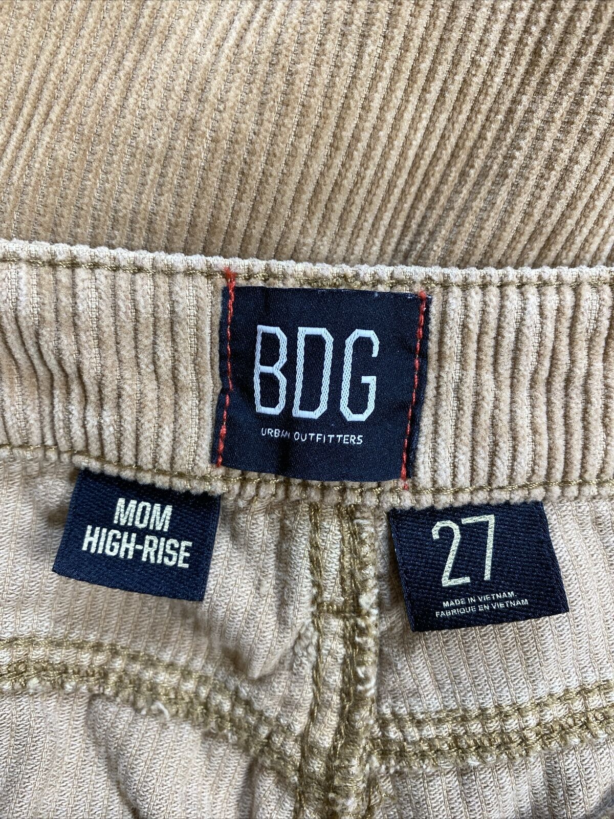 BDG Women's Brown Corduroy Mom High Rise Pants - 27