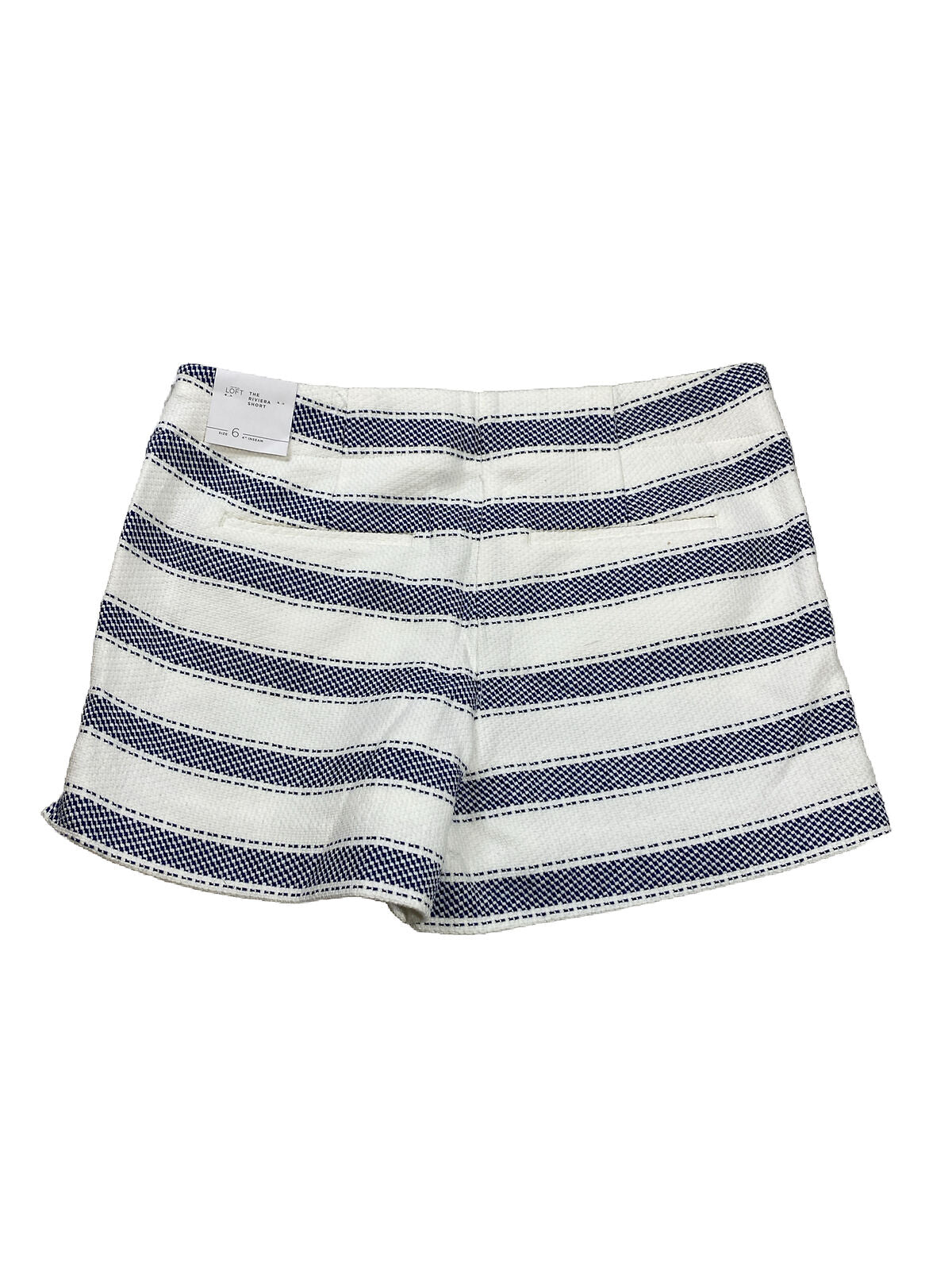 NEW LOFT Pantalones cortos con detalles de botones a rayas blancas/azules para mujer - 6