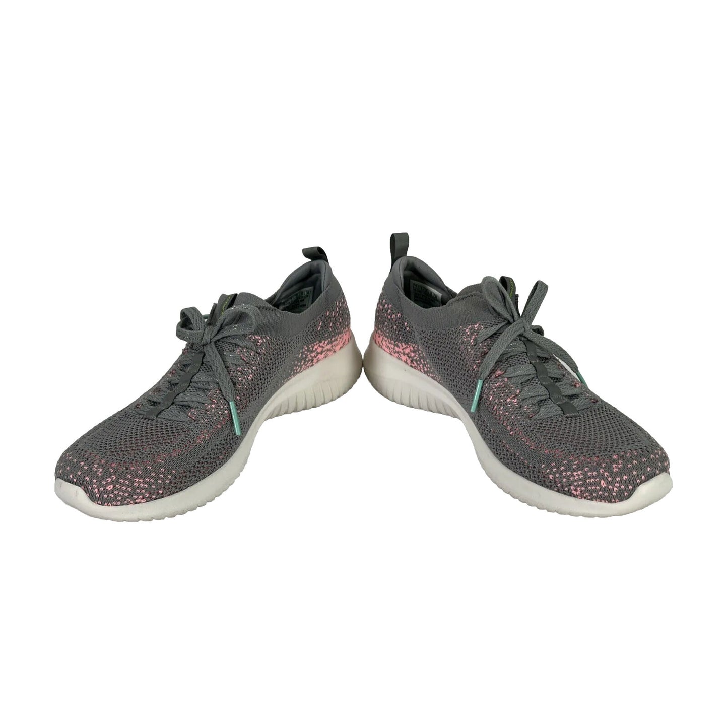 Skechers Women's Gray/Pink Ultra Flex Twilight Lace Up Running Shoes - 7