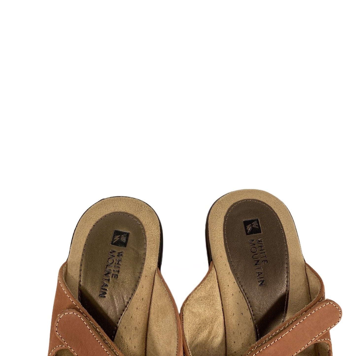 White Mountain Women's Brown Fabric Strappy Wedge Sandals - 9.5 M