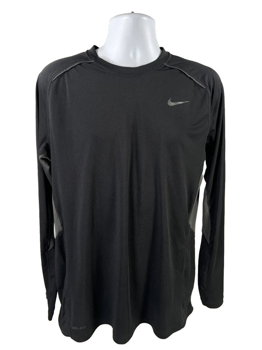 Nike Camiseta deportiva de manga larga Dri-Fit negra para hombre - L