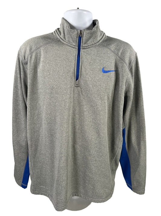 Nike Men's Gray 1/4 Zip Therma Fit Fleece Lined Pulllover Sweatshirt - XL