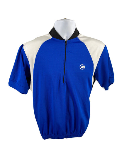 Canari Men's Blue Short Sleeve 1/2 Zip Cycling Shirt Jersey - L