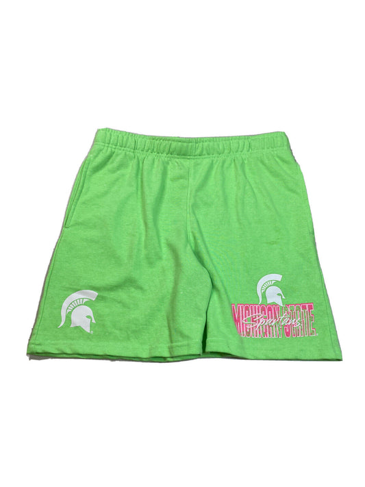 NUEVOS pantalones cortos deportivos de rizo de la Universidad Estatal de Michigan, color verde, para mujer Gen 2 - XL