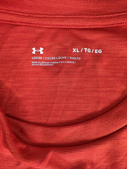 Under Armour Camiseta deportiva HeatGear de manga corta roja/naranja para hombre - XL