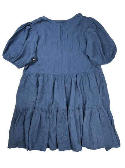 NEW ANA Women's Blue Short Cap Sleeve Ruffle Sundress - L