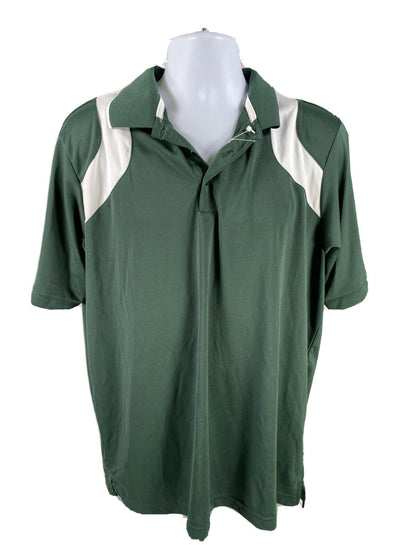 NEW Antigua Men's Green/White Short Sleeve Athletic Polo - L