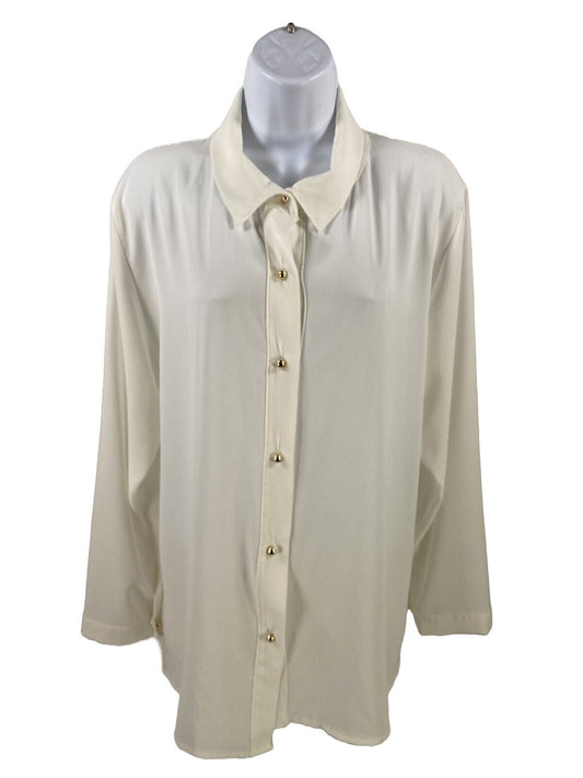 Addy Van Den Krommenacker Camiseta blanca con botones Bosch para mujer - XL