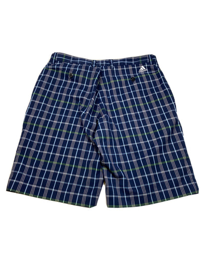 Adidas Pantalones cortos de golf de mezcla de poliéster a cuadros azules para hombre - 32
