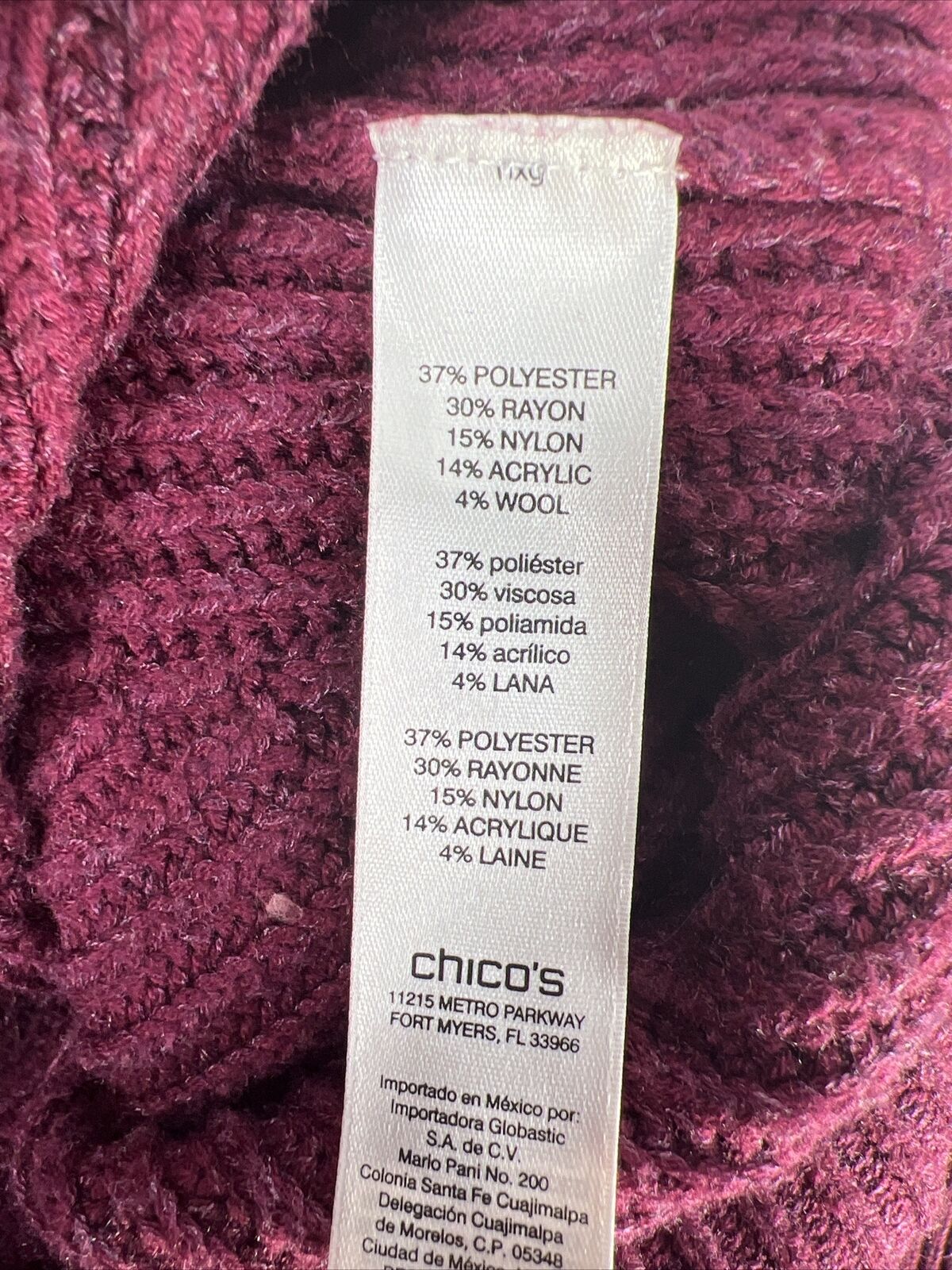 Chico's Women's Purple Ribbed Texture Knit Dawn Pullover Sweater - 1/US M