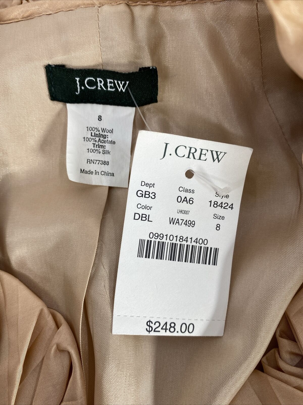 NEW J.Crew Women's Brown/Pink Wool Ruffle Front Blazer Jacket - 8