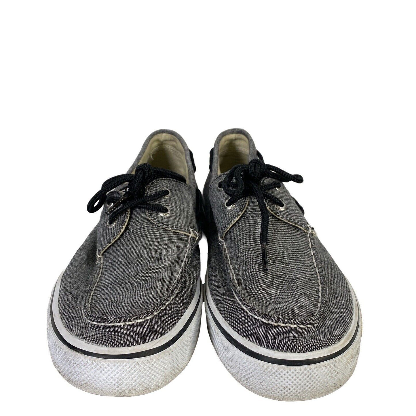 Sperry Men's Gray/Black Canvas Boat Shoes - 11