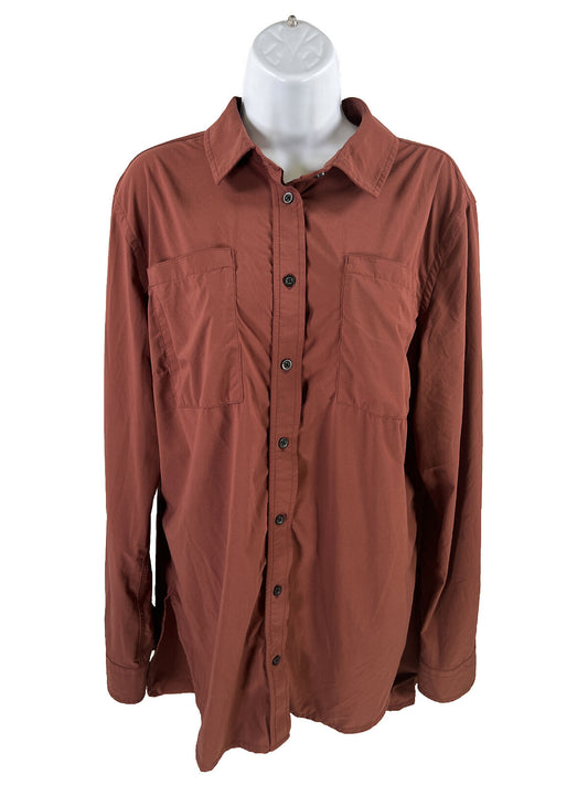 Duluth Trading Co Women's Red Flexcellence Long Button Up Shirt - L
