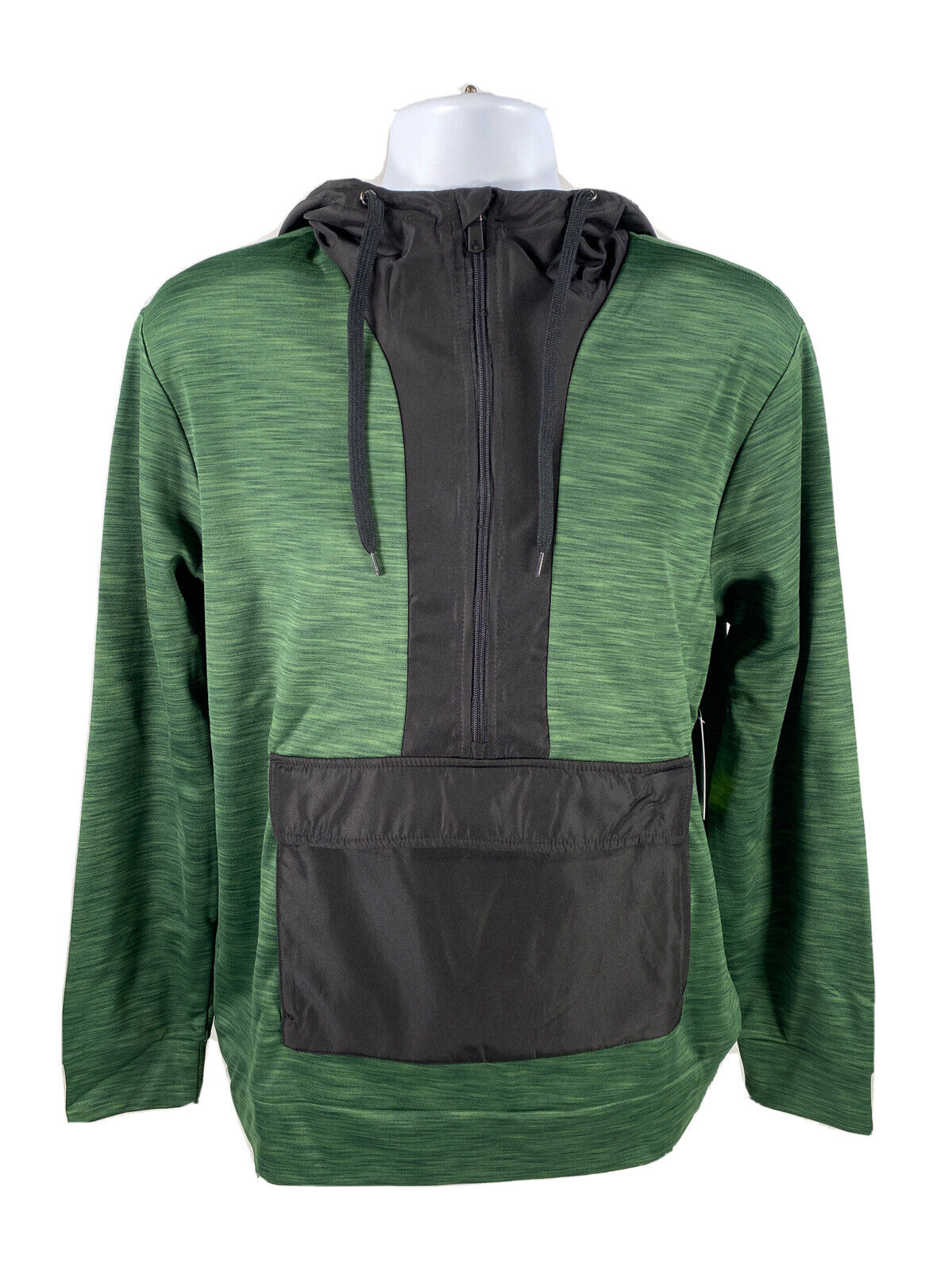 NEW Tek Gear Men's Black/Green Fleece Lined Pullover Sweatshirt Sz M