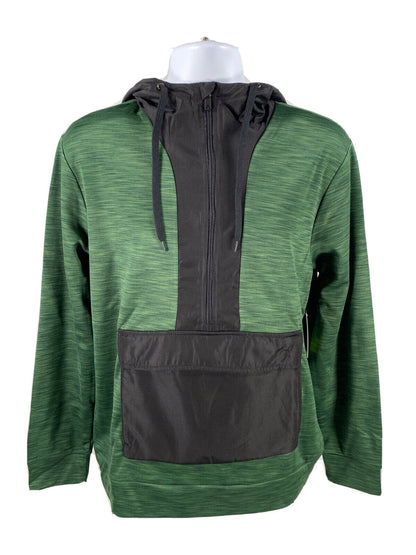 NEW Tek Gear Men's Black/Green Fleece Lined Pullover Sweatshirt Sz M