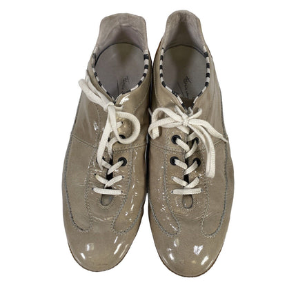 Floris Van Bommel Zapatos deportivos con cordones de cuero beige para mujer - 38